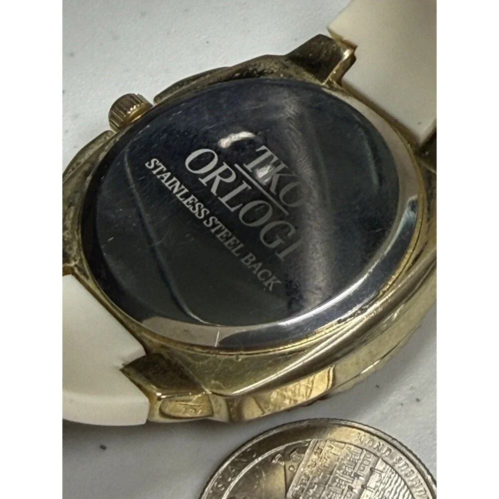 TKO Orlogi Women’s Gold Tone White Silicone Watch 42.3mm Multifunction